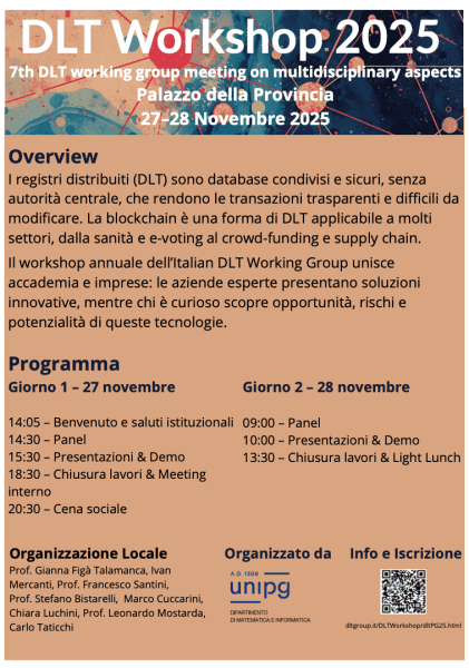Il Gruppo Italiano per la Distributed Ledger Technology si riunisce a Perugia con il supporto di UniPG 4 Il Gruppo Italiano per la Distributed Ledger Technology si riunisce a Perugia con il supporto di UniPG 3
