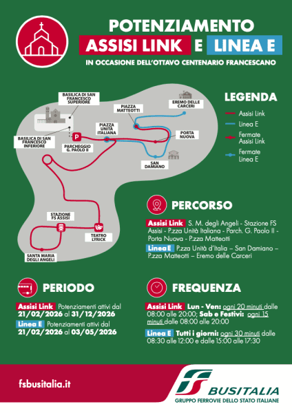 Busitalia pronta all’Ottavo Centenario Francescano: potenziati i trasporti pubblici 4 Busitalia pronta all’Ottavo Centenario Francescano: potenziati i trasporti pubblici 3