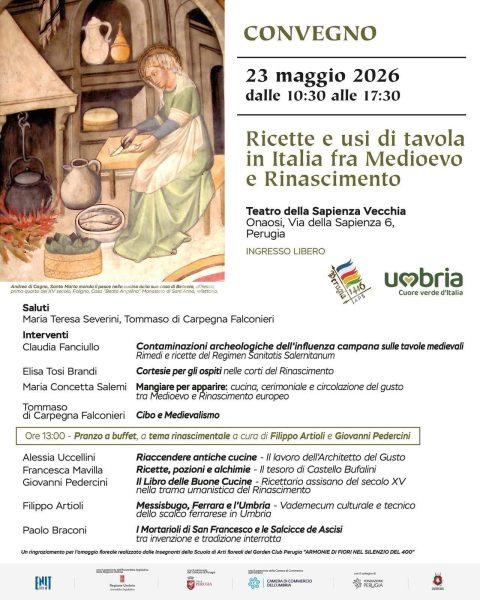 "Ricette e usi di tavola in Italia fra Medioevo e Rinascimento": a Perugia un viaggio tra storia, cucina e cultura 4 "Ricette e usi di tavola in Italia fra Medioevo e Rinascimento": a Perugia un viaggio tra storia, cucina e cultura 3