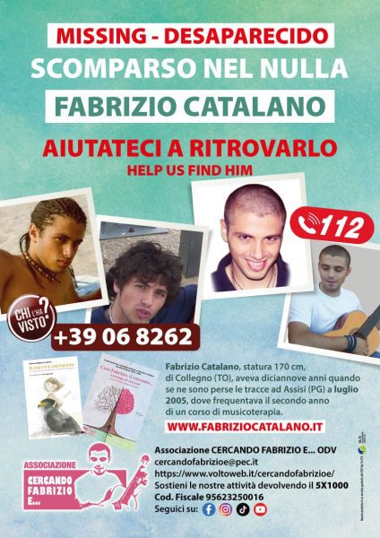 Fabrizio Catalano scomparso nel 2005, nuova campagna per tenere viva la ricerca 4 Fabrizio Catalano scomparso nel 2005, nuova campagna per tenere viva la ricerca 3