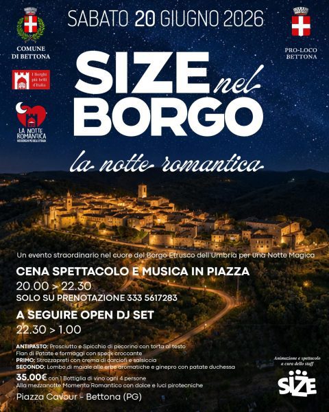 Bettona celebra la Notte Romantica con una cena spettacolo nel cuore del borgo 4 Bettona celebra la Notte Romantica con una cena spettacolo nel cuore del borgo 3