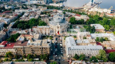 aerial footage of the old city and port scaled