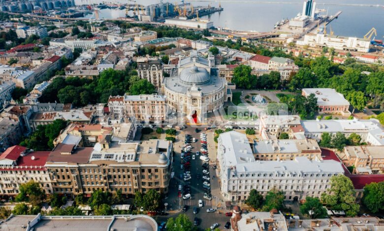 aerial footage of the old city and port scaled