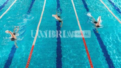 three male swimmers racing against each other scaled