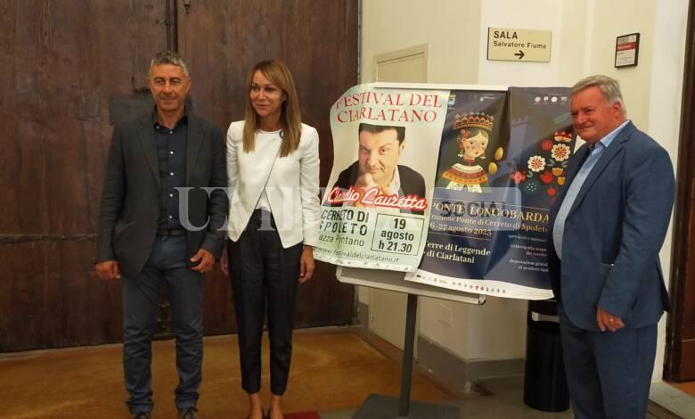 Estate a Cerreto di Spoleto, torna il Festival del Ciarlatano e Ponte Longobarda 1 foto conf stampa festival ciarlatano scaled
