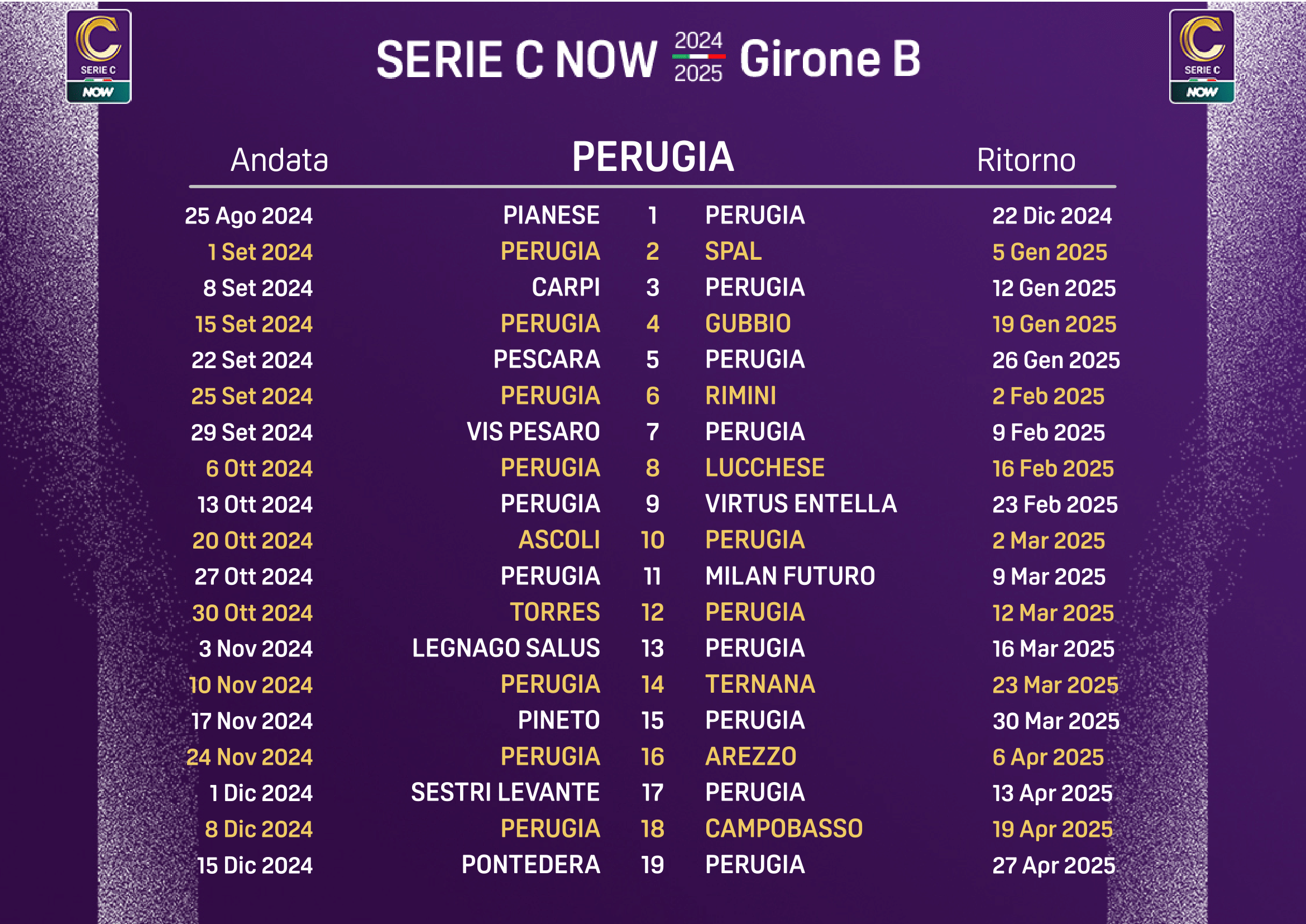 Serie C 2024/2025, ecco i calendari: aprono Pianese-Perugia, Ternana-Pescara e Gubbio-Sestri Levante 3