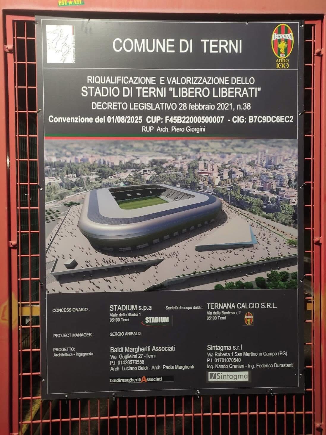 Terni, Bandecchi: “Via ai lavori per stadio e clinica”. Affissi i cartelli davanti al Liberati (foto) 15